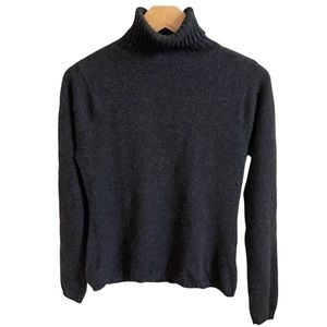 100% Cashmere Turtleneck Sweater In Charcoal Grey Size Large